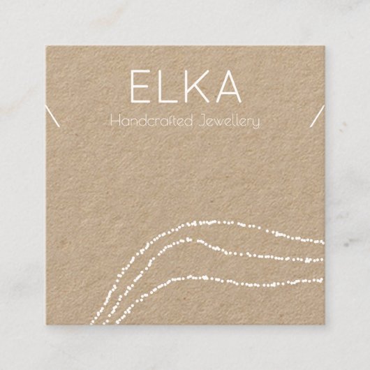 Kraft Witte Stippen Vierkante Ketting Display Kaar Vierkante Visitekaartje (Voorkant)