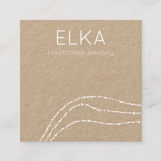 Kraft Witte Stippen Vierkante Oorbel Display Kaart Visitekaartje (Voorkant)