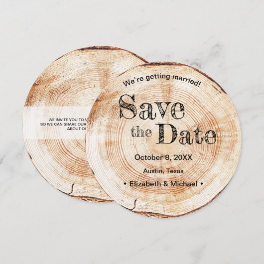 Kraft Wood Disc Slice Simulation Print Wedding Kaart (Voorkant / Achterkant)