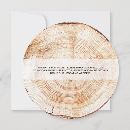 Kraft Wood Disc Slice Simulation Print Wedding Kaart (Achterkant)