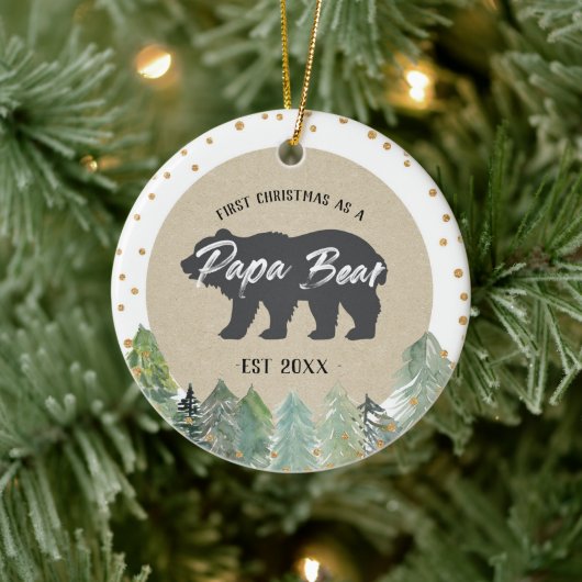 Kraft Wood Kerstmis als Ornament van het Papa-Beer (Boom)