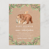 Kraft Woodland Greenery Forest Animals Baby shower Uitnodiging Briefkaart (Voorkant)