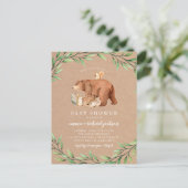 Kraft Woodland Greenery Forest Animals Baby shower Uitnodiging Briefkaart (Staand voorkant)