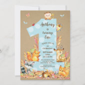 Kraft Woodland One Boys Birthday Invitation Kaart (Voorkant)
