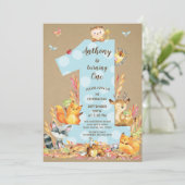 Kraft Woodland One Boys Birthday Invitation Kaart (Staand voorkant)