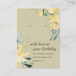 KRAFT YELLOW BIRTHDAY FRIEND EARRING DISPLAY CARD PLAATSKAARTJE