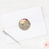 KRAFT YELLOW BLUSH BURGUNDY FLORAL BUNCH WEDING RONDE STICKER (Envelop)