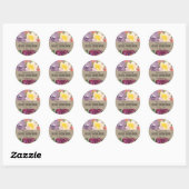 KRAFT YELLOW BLUSH BURGUNDY FLORAL DANK U RONDE STICKER (Vel)