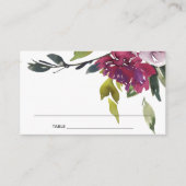 KRAFT YELLOW BLUSH BURGUNDY FLORAL PLACE CARDS VISITEKAARTJE (Voorkant)