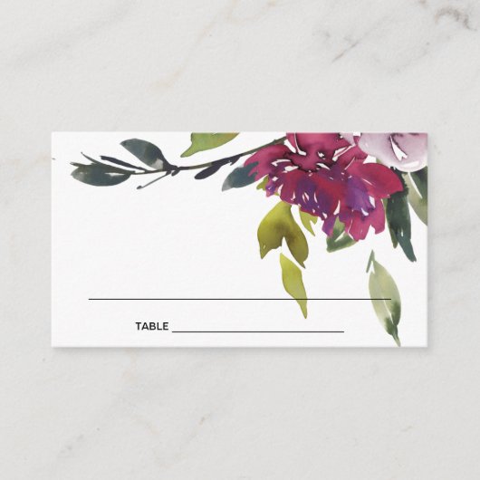 KRAFT YELLOW BLUSH BURGUNDY FLORAL PLACE CARDS VISITEKAARTJE (Voorkant)