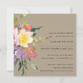 KRAFT YELLOW BLUSH BURGUNDY FLORAL VRIJGEZELLENFEE KAART (Voorkant)