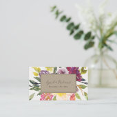 KRAFT YELLOW BLUSH BURGUNDY FLORAL WEDDING WEBSITE VISITEKAARTJE (Staand voorkant)