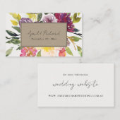 KRAFT YELLOW BLUSH BURGUNDY FLORAL WEDDING WEBSITE VISITEKAARTJE (Voorkant / Achterkant)