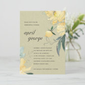 KRAFT YELLOW GREEN FLORAL GENDER REVEAL INVITE BEDANKKAART (Staand voorkant)