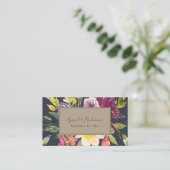 KRAFT YELLOW NAVY BURGUNDY FLORAL WEDDING WEBSITE VISITEKAARTJE (Staand voorkant)