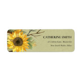 KRAFT YELLOW SUNFLOWER WATERVERF FLORAAL ADRES ETIKET (Voorkant)