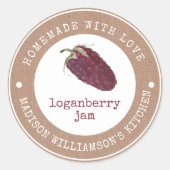 kraft zelfgemaakt met liefde | Loganberry Jam Labe Ronde Sticker (Voorkant)