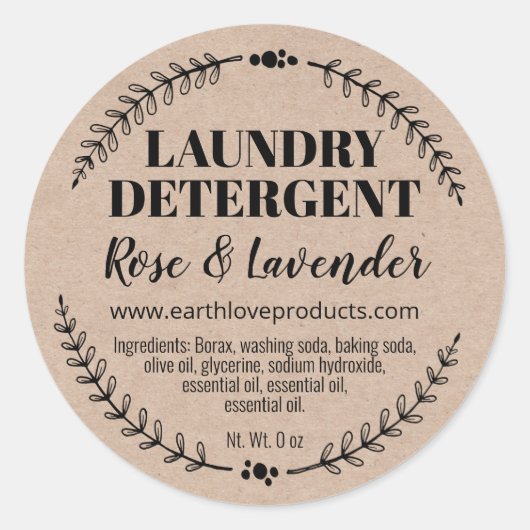 Kraft zelfgemaakte biologische wasmiddel labels (Voorkant)