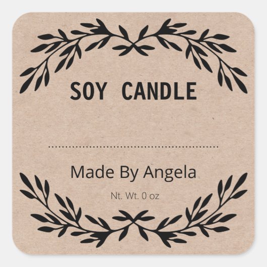  kraft zelfgemaakte blanco vierkante sticker (Voorkant)