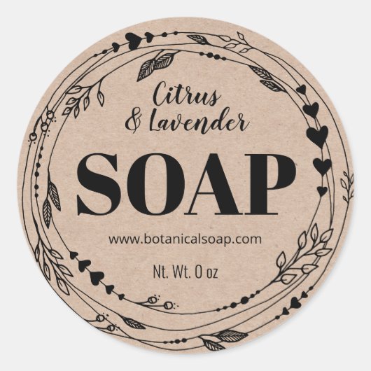 Kraft Zelfgemaakte Bloemen Zeep Labels (Voorkant)