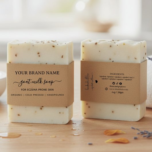 Kraft zelfgemaakte buik band zeep verpakking uitnodigingen wikkel