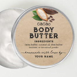 Kraft Zelfgemaakte cacao body butter Ronde label