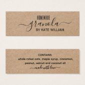 Kraft zelfgemaakte granola label label mini visitekaartjes (Voorkant /achterkant)