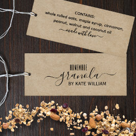 Kraft zelfgemaakte granola label label mini visitekaartjes