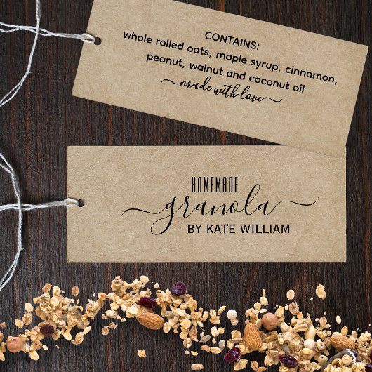 Kraft zelfgemaakte granola label label mini visitekaartjes