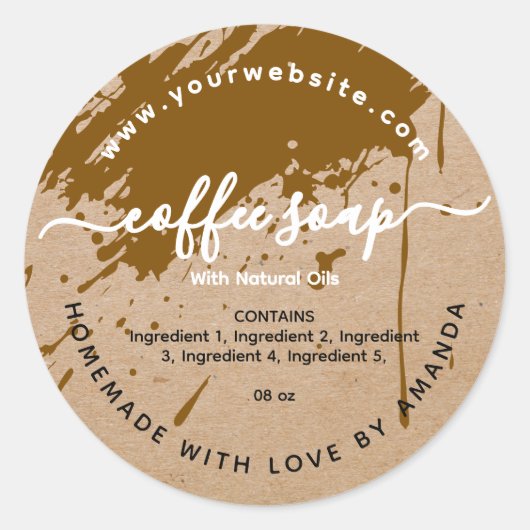 Kraft zelfgemaakte koffie zeep label (Voorkant)