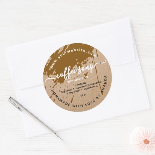 Kraft zelfgemaakte koffie zeep label