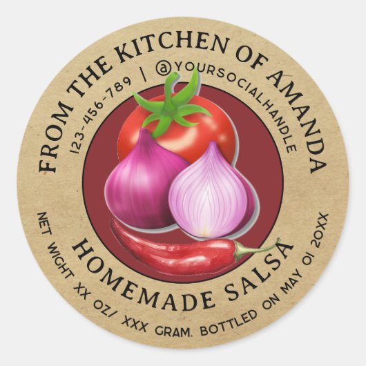  Kraft Zelfgemaakte Salsa Label Sjabloon (Voorkant)