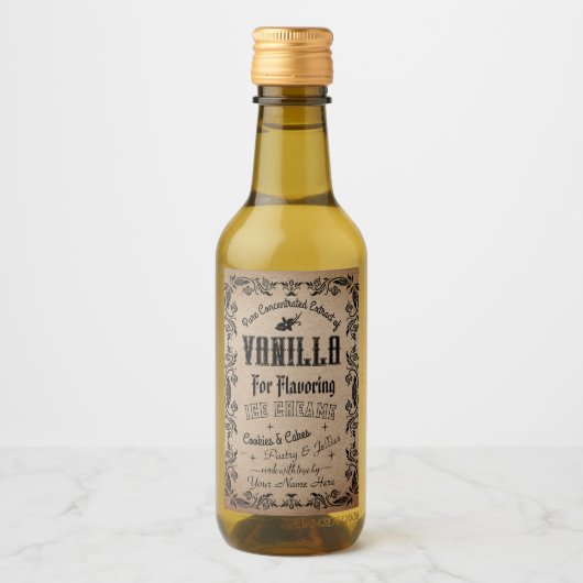 Kraft Zelfgemaakte Vanilla Extract Label Wijn Etiket (Voorkant)