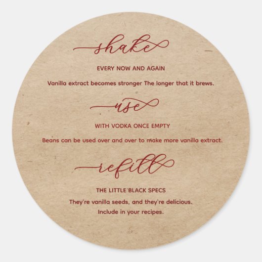 Kraft zelfgemaakte vanille extract instructies lab ronde sticker (Voorkant)