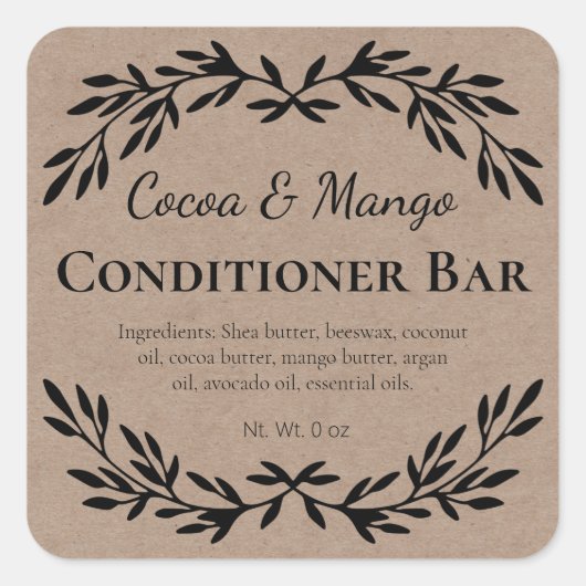 Kraft Zero Waste Hair Solid Conditioner Labels (Voorkant)