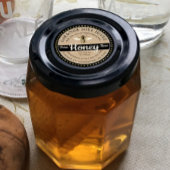 Kraft zwart honing pot  bij gemaakt met liefde ronde sticker