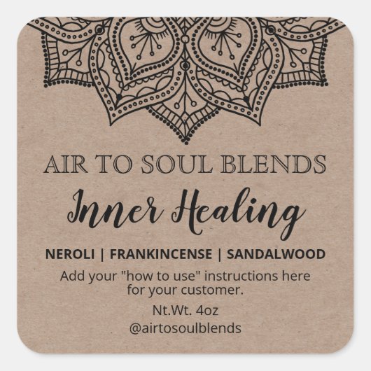 Kraft Zwart Mandala Blend Labels (Voorkant)