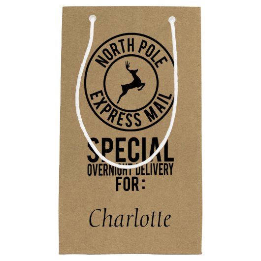 Kraft & Zwart Noordpool Naam levering Gift Bag Klein Cadeauzakje (Voorkant)