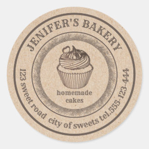 kraftbakkerij Homemade cupcakes bakkerij Ronde Sticker