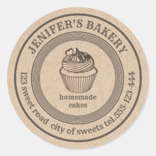  kraftbakkerij Homemade cupcakes bakkerij Ronde Sticker