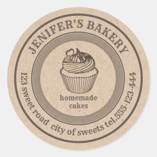  kraftbakkerij Homemade cupcakes bakkerij Ronde Sticker (Voorkant)
