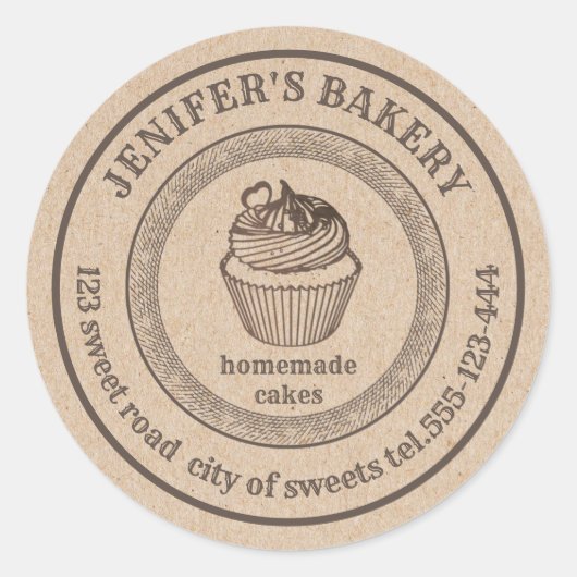 kraftbakkerij Homemade cupcakes bakkerij Ronde Sticker (Voorkant)