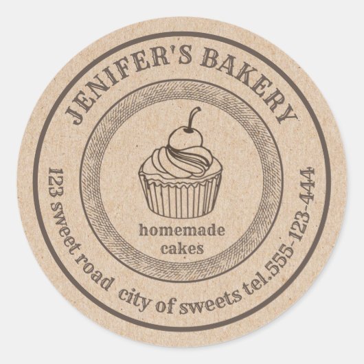  kraftbakkerij Homemade cupcakes bakkerij Ronde Sticker (Voorkant)
