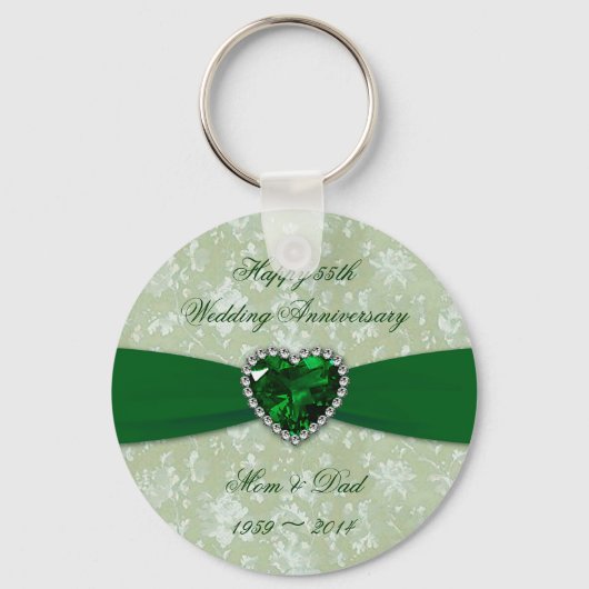 Kräftige Damast 55e trouwdag sleutelhanger (Voorkant)