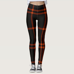 Kräftige zwarte oranje Schotse ruit moderne herfst Leggings