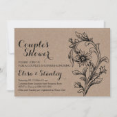 Kraftkarton florale trouwparen douchen kaart (Voorkant)