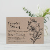 Kraftkarton florale trouwparen douchen kaart (Staand voorkant)