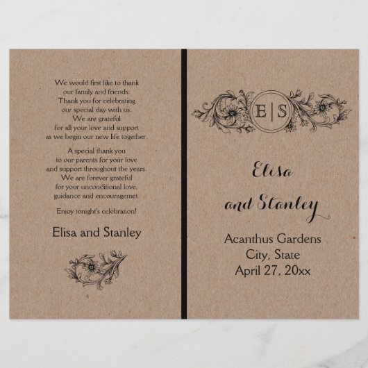 Kraftkarton  floreel lijst met initiaal (Voorkant)