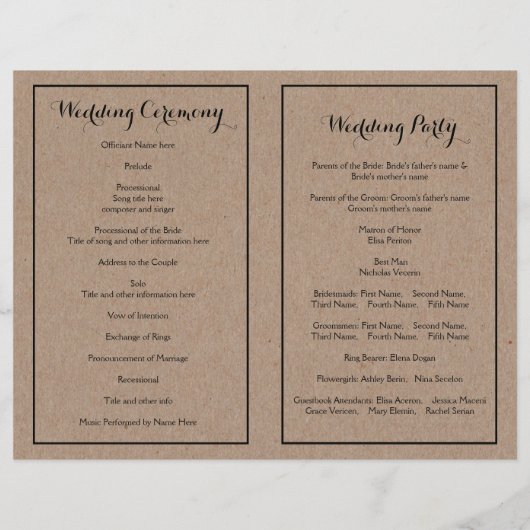 Kraftkarton  floreel lijst met initiaal (Achterkant)