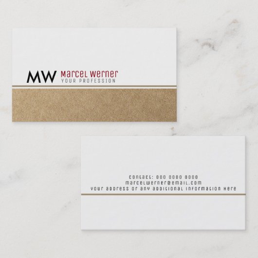 kraftmonogram voor bedrijven in de klasse white /  visitekaartje (Voorkant / Achterkant)